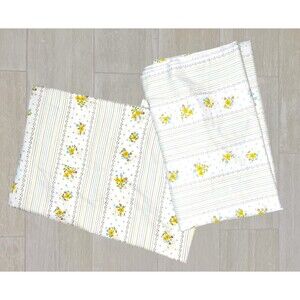 Vtg Thomaston New Era Sheet Set Full Fitted + Flat Floral Stripe 2pc Countrycore